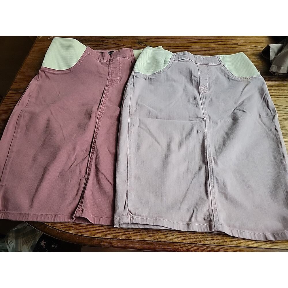 Seven Two Denim Stretchy Elastic Waist Fitted Skirt Women's Size 2 Lot Of 2 New